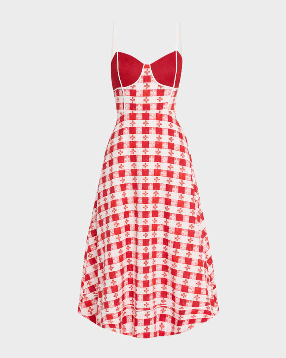 Harper Gingham A-Line Midi Dress